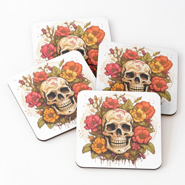 Item preview, Skull Face with Flowers Art designed and sold by JustArtDesign9.