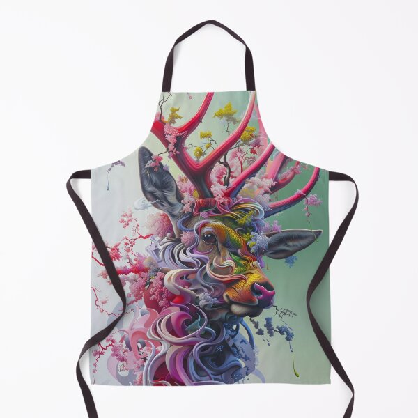 Item preview, Deer in antlers flowers rainbow. 3D surreal image, ideal photo print designed and sold by David-CoBo.