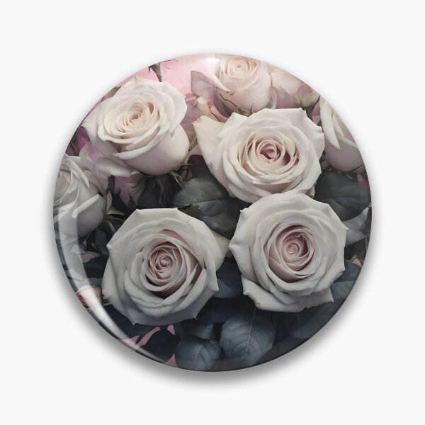 Item preview,  bouquet of beautiful white roses ross home decor wall art mysterious pink  delicate pastel colors designed and sold by naivnoia.