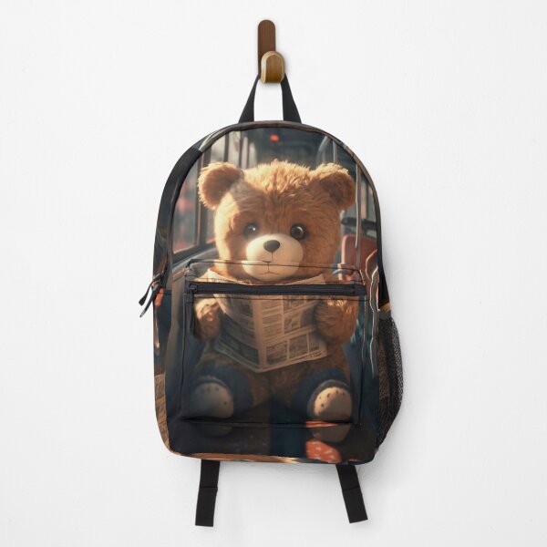 Item preview, Teddy bear reading a newspaper on the bus designed and sold by M-Y-A-R-T-.