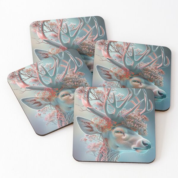 Item preview, Deer in antlers blossoms imaginary. Surreal 3D image, ideal photo print designed and sold by David-CoBo.