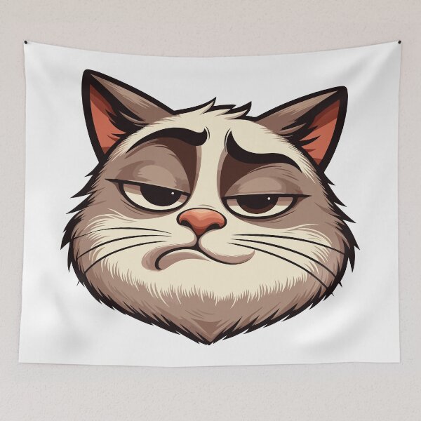 Item preview, Grumpy Cat Cartoon Illustration designed and sold by Colorful Dreams.