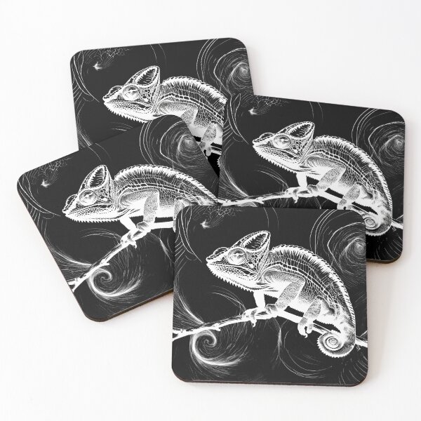 Item preview, Chameleon Monochrome Black White Ink Pen Pattern Inverse designed and sold by ShaViArt.