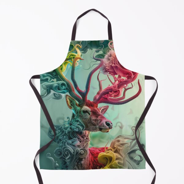 Item preview, Deer in antlers flowers rainbow. 3D surreal image, ideal photo print, rainbow stag designed and sold by David-CoBo.