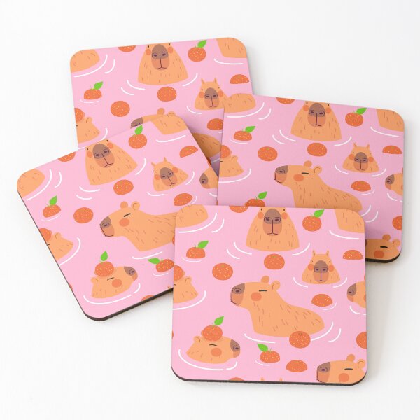 Item preview, Pink Capybara | Animal | Capybara eating Oranges  designed and sold by KittyStrand.