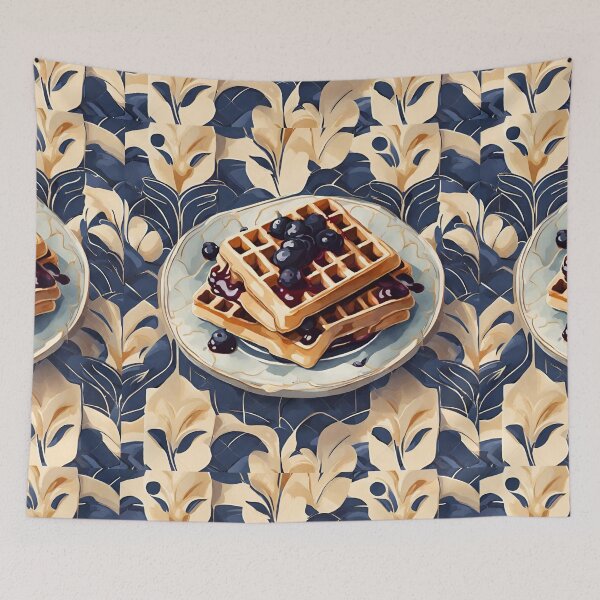 Item preview,  Blueberry jam and waffles, blackberry syrup, art deco vintage style  designed and sold by Sugar Wisdom .