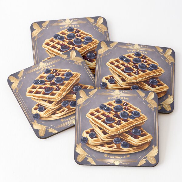 Item preview, Blueberry jam and waffles, blackberry syrup, art deco vintage style  designed and sold by Sugar Wisdom .