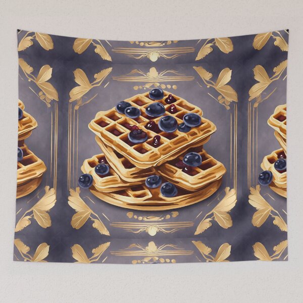 Item preview, Blueberry jam and waffles, blackberry syrup, art deco vintage style  designed and sold by Sugar Wisdom .