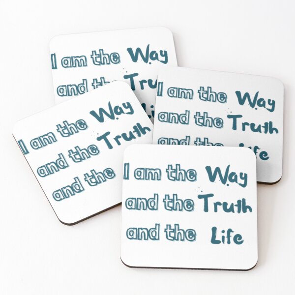 Item preview, I am the way and the truth and the life John 14:6 bible verse with text based blueish green design and text art designed and sold by Crazy-art-land.