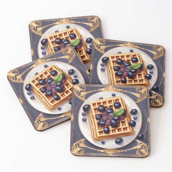 Item preview, Blueberry jam and waffles, blackberry syrup, art deco vintage style  designed and sold by Sugar Wisdom .