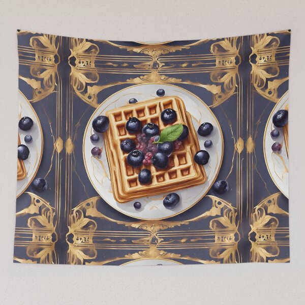 Item preview, Blueberry jam and waffles, blackberry syrup, art deco vintage style  designed and sold by Sugar Wisdom .