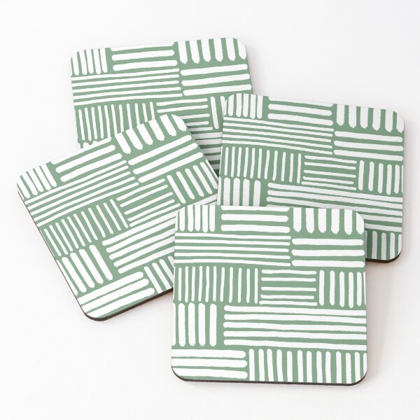 Item preview, Multi Hand Drawn Stripes, White on Green designed and sold by OneThreeSix.