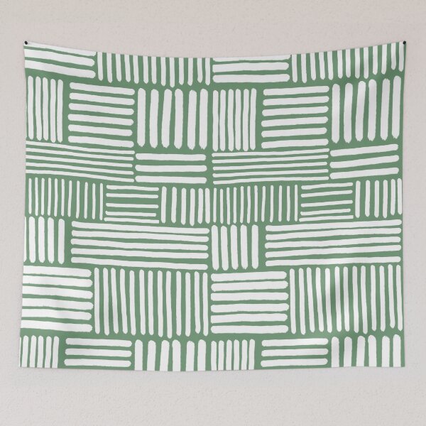 Item preview, Multi Hand Drawn Stripes, White on Green designed and sold by OneThreeSix.