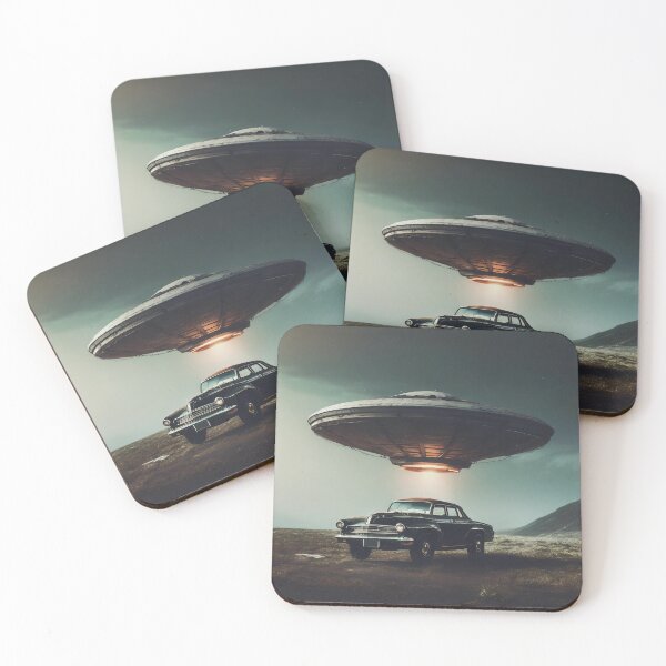 Item preview,  An alien spacecraft abducting and lifting an old car designed and sold by quantum X.