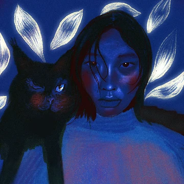 Artwork thumbnail, Girl and cat by Dim737