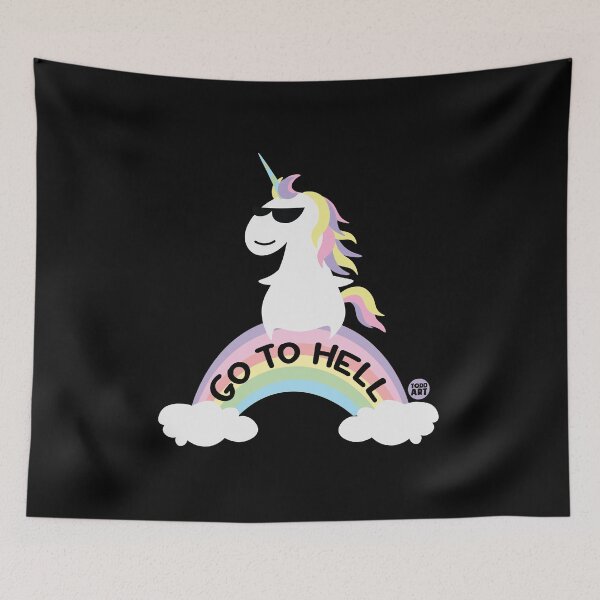 Item preview, GO TO HELL Rainbow & Unicorn Sticker designed and sold by TODD GOLDMAN.