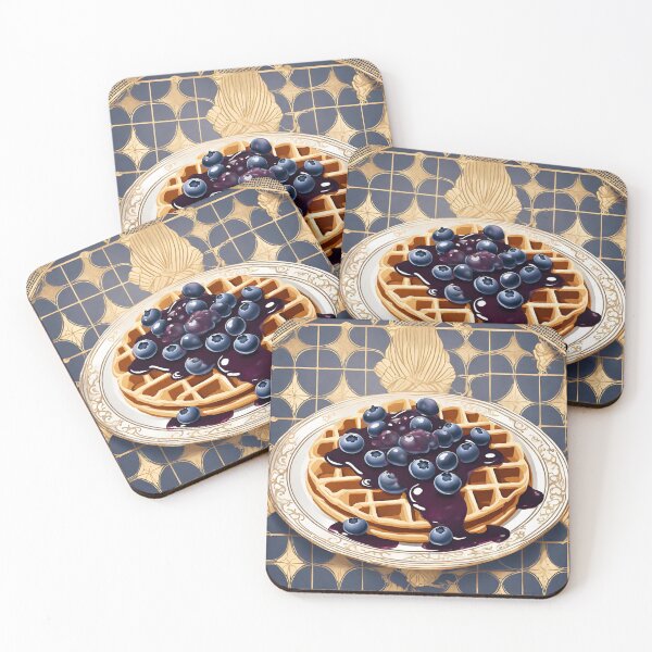 Item preview, Blueberry jam and waffles, blackberry syrup, art deco vintage style  designed and sold by Sugar Wisdom .