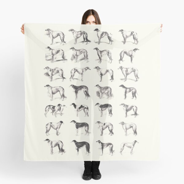 Martynow Borzoi 28 Vintage Sketches Scarf