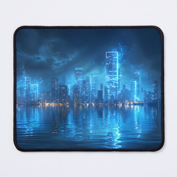 Item preview, Futuristic Metropolis A Neon-Infused Skyline Reflection designed and sold by Kieran Hector.