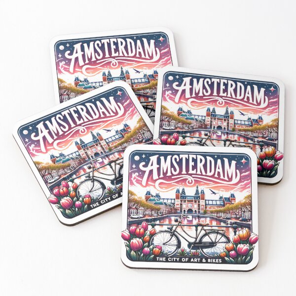 Item preview, Amsterdam Sticker - Minimalist Travel Design for Art & Bike Lovers designed and sold by pod24.