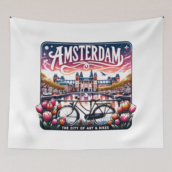 Item preview, Amsterdam Sticker - Minimalist Travel Design for Art & Bike Lovers designed and sold by pod24.