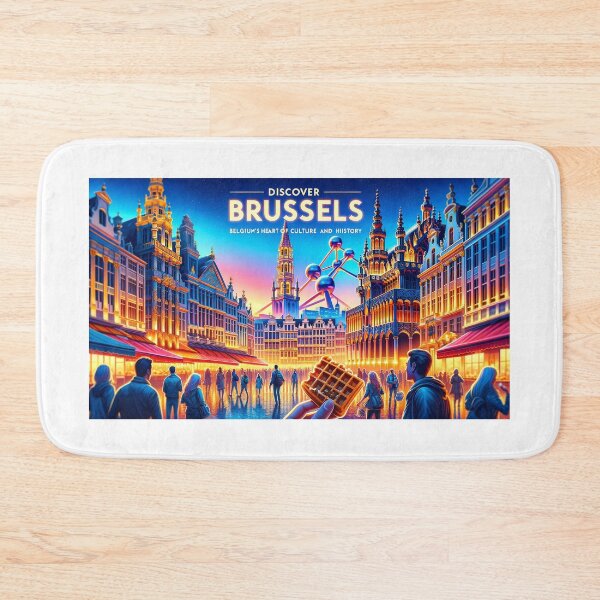 Item preview, Minimalist travel stickers: Glowing Brussels at night designed and sold by pod24.