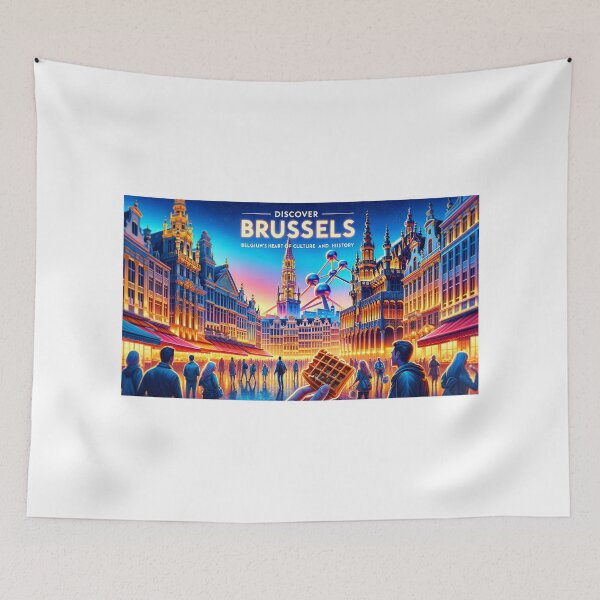 Item preview, Minimalist travel stickers: Glowing Brussels at night designed and sold by pod24.