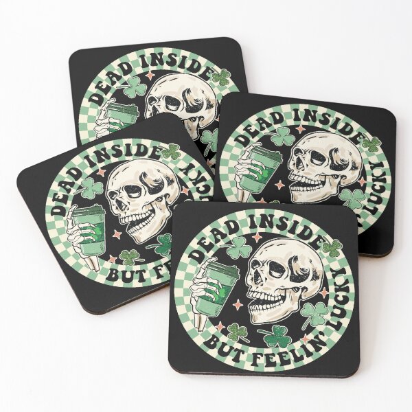Item preview, Dead Inside But Feelin' Lucky Funny Skeleton Groovy St Patricks Day designed and sold by Artisticlions-A.