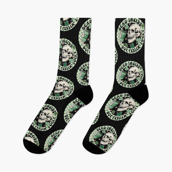 Item preview, Dead Inside But Feelin' Lucky Funny Skeleton Groovy St Patricks Day designed and sold by Artisticlions-A.