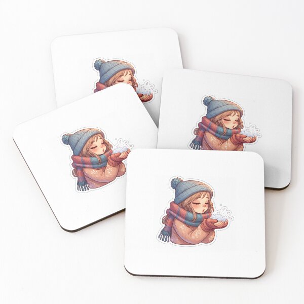 Item preview, cute girl cradles snow in her palms - captivating sticker designed and sold by naivnoia.