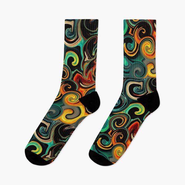Item preview, Fantasy pattern abstract yellow red black green lines surfaces designed and sold by G-M-Designs.