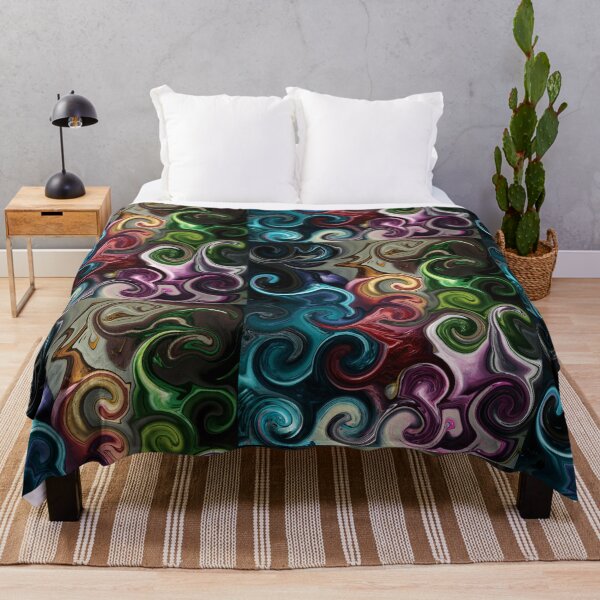 Item preview, Fantasy pattern abstract blue yellow red black green lines surfaces designed and sold by G-M-Designs.