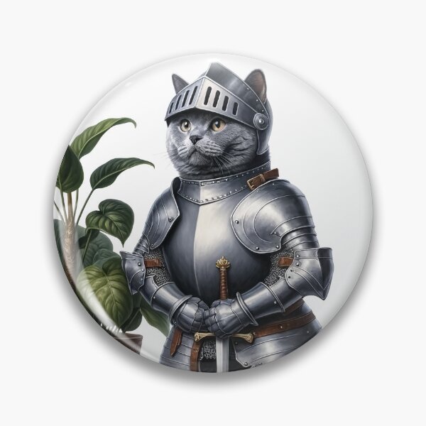 Item preview, Chartreux Cat Knight in Shining Armor Guarding Plant designed and sold by vogocom.