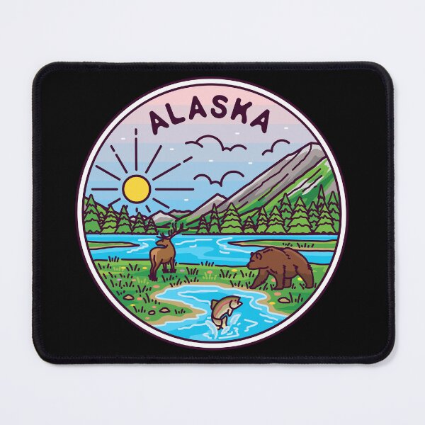 Item preview, Alaska | AK Illustrated Badge | Retro Vintage | Nature designed and sold by AtlasCreativeCo.