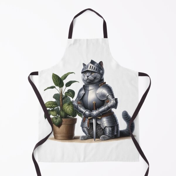 Item preview, Chartreux Cat Knight in Shining Armor Guarding Plant designed and sold by vogocom.