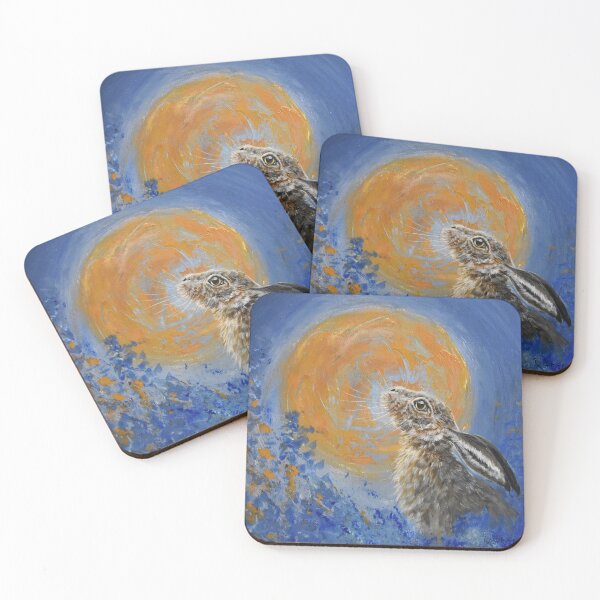 Item preview, Moongazer hare on blue background designed and sold by Debbie’s Sketchbook.