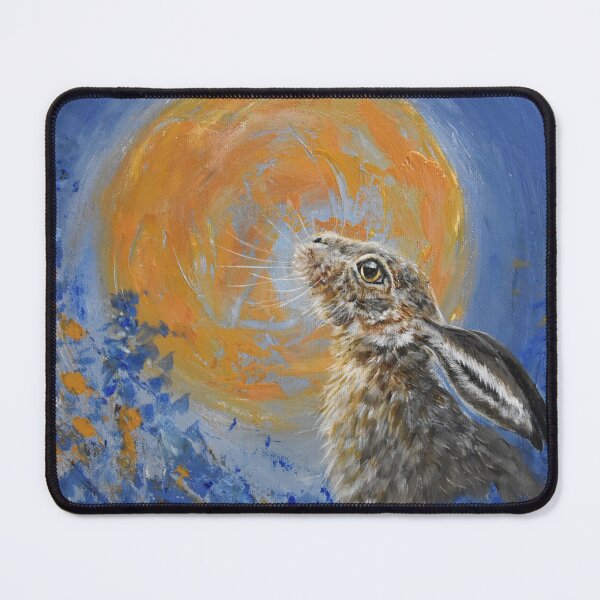 Item preview, Moongazer hare on blue background designed and sold by Debbie’s Sketchbook.
