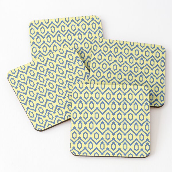 Item preview, Navy Blue Mustard Yellow Hexagon Zigzag Oval African Nautical Sunshine Cheerful Pattern designed and sold by PenguinForests.