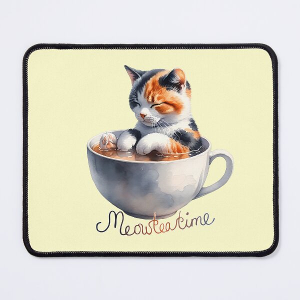 Item preview, Cute cat bath in tea cup designed and sold by digidecalden.