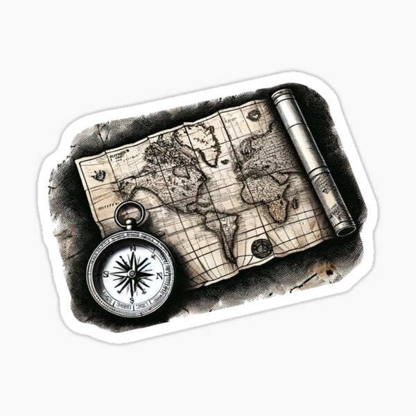 Item preview, Camping Adventures Stickers: Timeless Cartographic Charm designed and sold by LuximShop.
