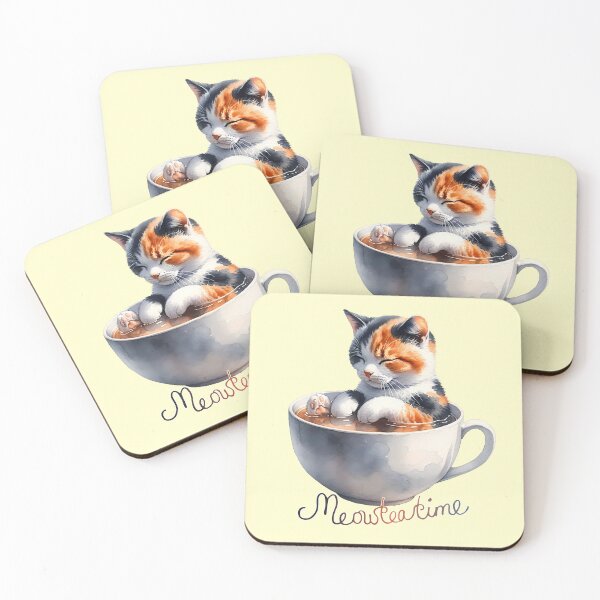Item preview, Cute cat bath in tea cup designed and sold by digidecalden.