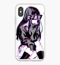 SCHOOLGIRL (Glitch) - Sad Japanese Anime Aesthetic iPhone Case