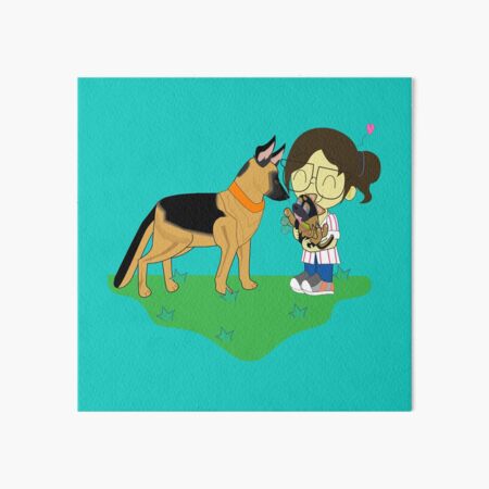 Vista previa del artículo con la obra «Ruby, el pastor alemán, saluda a nuevos amigos, GSD adulto conoce con cachorro, lindo GSD, lindo perro, amante de los perros, pequeño alsaciano, amante alsaciano», diseñado y vendido por Figaro-17.
