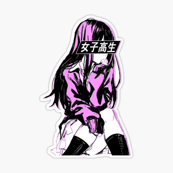 Anime schoolgirl Sticker for Sale by JeffSoesbe