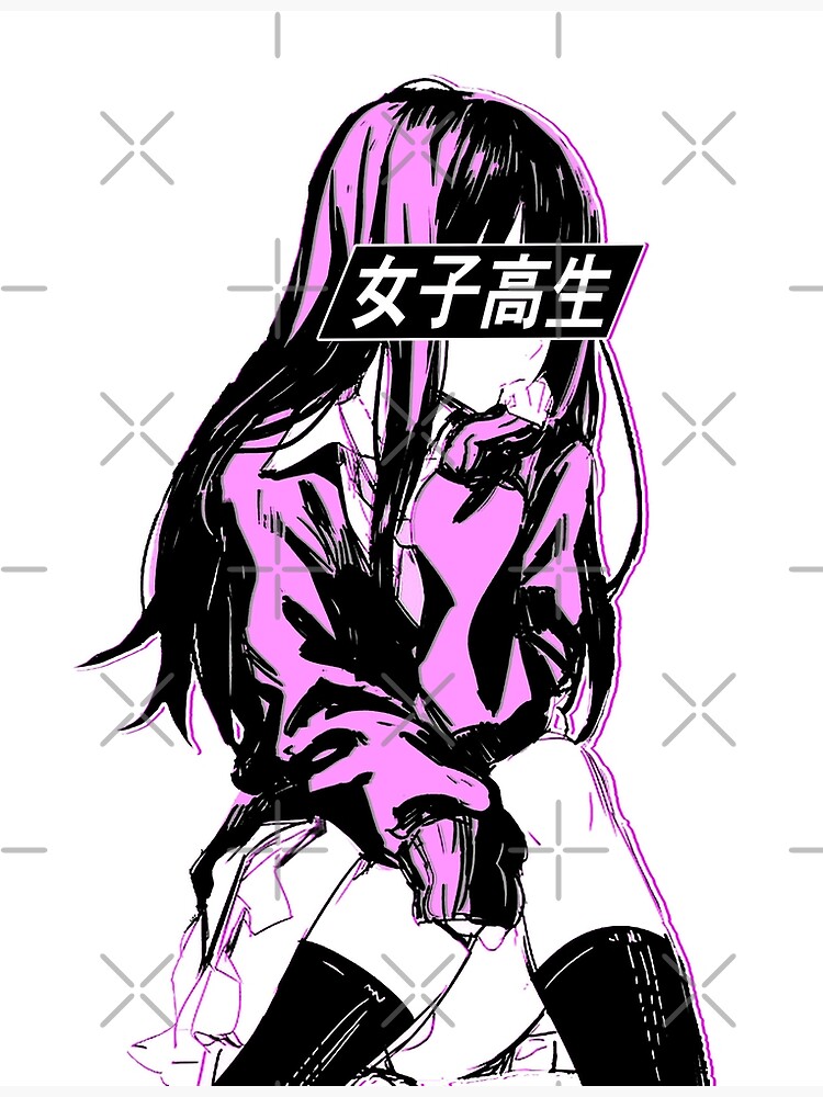  SCHOOLGIRL Pink  Sad  Anime Japanese Aesthetic  Poster 