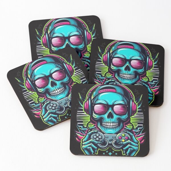 Item preview, "Neon Gaming Skull: Cool Gamer Art" designed and sold by DarkSideArtz.