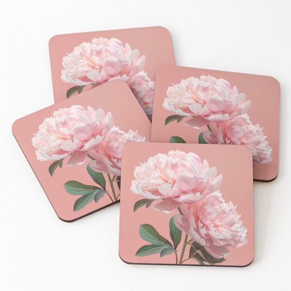 Item preview, Realistic Painted Illustration of Simple Spring Pink Peonies on Solid Background designed and sold by SourHeadPattern.
