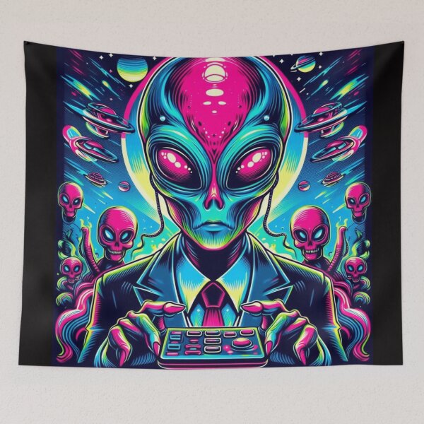 Item preview, "Neon Alien Countdown: Futuristic Artwork" designed and sold by DarkSideArtz.