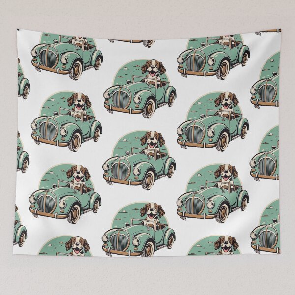 Item preview, cute dog in retro car designed and sold by MagelliShop.