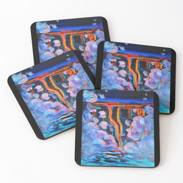 Item preview, Lava Flowing Into The Ocean At Night designed and sold by CozyPixelFluff.